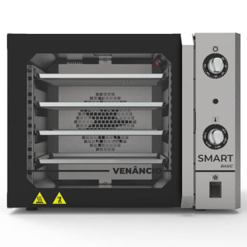 Forno Convector Venâncio Smart Basic 4 Esteiras com Corpo Preto e Painel Inox 127V FCSB4EPRIN