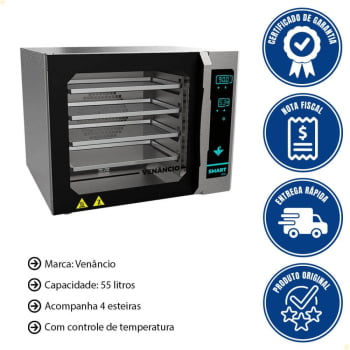 Forno Industrial Elétrico Venâncio Convector Smart Pro Aço Inox 4 Esteiras FCSP4E 127V 