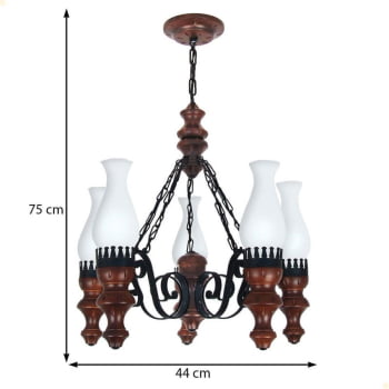 Lustre Muller Rustico 5 Lâmpadas Envelhecido 805E
