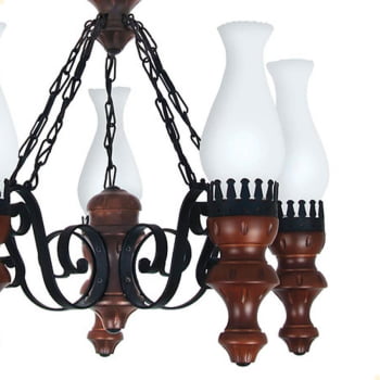 Lustre Muller Rustico 5 Lâmpadas Envelhecido 805E