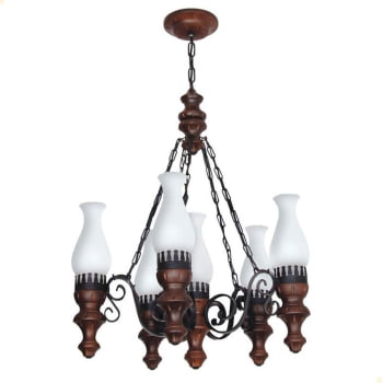 Lustre Muller Rustico 6 Lâmpadas Envelhecido 806E