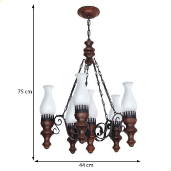 Lustre Muller Rustico 6 Lâmpadas Envelhecido 806E