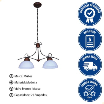 Lustre Muller Requint 2 Lâmpadas Envelhecido 8904E