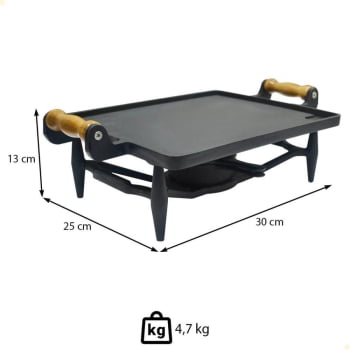 Rechaud Ferro Fundido Venancio Retangular Liso 300x250x134 RRLFV
