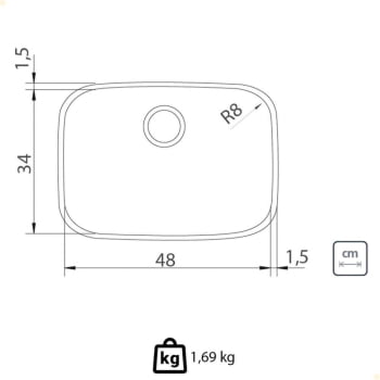 Cuba de Embutir Tramontina Lavínia 48 BL Prime Em Aço Inox Alto Brilho 48x34 cm Com Válvula e Sifão