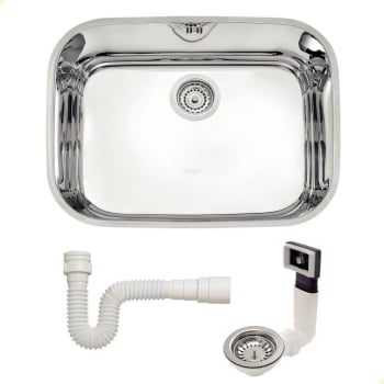 Cuba de Embutir Tramontina Lavínia 48 BL Prime Em Aço Inox Alto Brilho 48x34 cm Com Válvula e Sifão Cuba de Embutir Tramontina Lavínia 48 BL Prime Em Aço Inox Alto Brilho 48x34 cm Com Válvula e Sifão