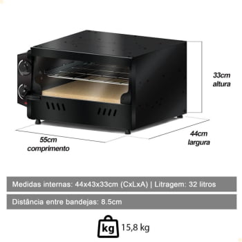 Forno Assador Industrial Saro Porta Guilhotina 32 Litros Elétrico 220V 53x47 cm sem Cavalete FG22