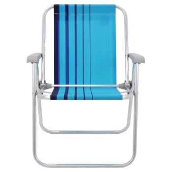 Kit 08 Cadeiras de Praia Tramontina Samoa Alta Alumínio c/ Assento Azul Cristal e Marinho 92900002