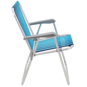 Kit 08 Cadeiras de Praia Tramontina Samoa Alta Alumínio c/ Assento Azul Cristal e Marinho 92900002