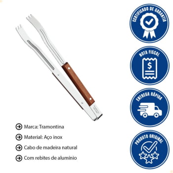 Pegador para Carne Tramontina Churrasco com Lâmina em Aço Inox e Cabo de Madeira 37 cm 26400100
