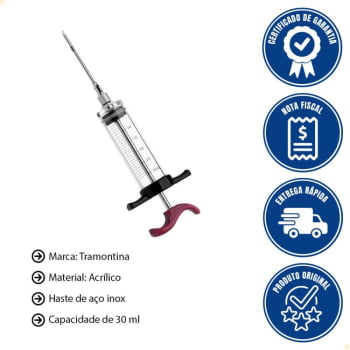 Injetor Seringa de Temperos Tramontina em Acrílico Polipropileno e Aço Inox 30 ML 26462100