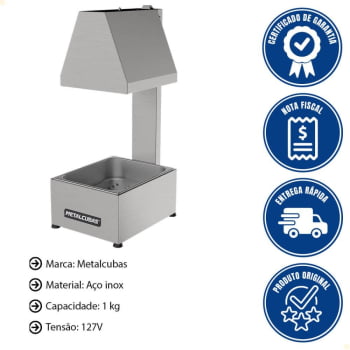 Conservador De Fritura Elétrico Metalcubas 1 cuba Em Inox 127V MCF01CP