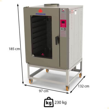 Forno Turbo Industrial Progás PRP-10000 Style Com Vapor Elétrico 380V Trifásico Para 10 Esteiras