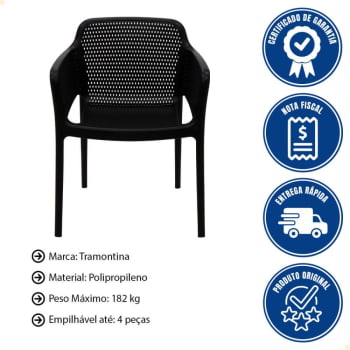 Cadeira Tramontina Gabriela em Polipropileno e Fibra de Vidro Preto 92151009