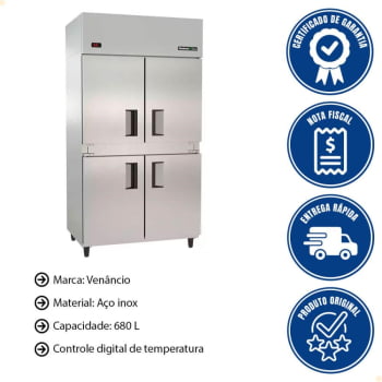 Refrigerador Geladeira Vertical Venâncio Eco Compact 4 Portas 220v 680 Litros MCECV4P 58320