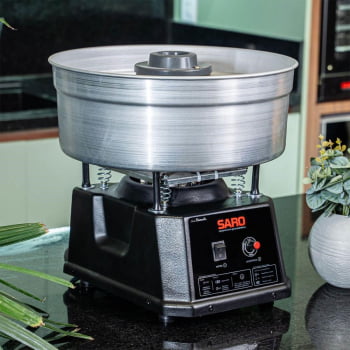 Máquina de Fazer Algodão Doce Saro Industrial Elétrica Inox e Preto Festas Portátil Bivolt AD