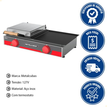 Grill Elétrico 70cm Metalcubas Em Aço Inox MGE-70 127V