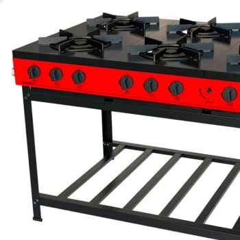 Fogão Industrial Venâncio a Gás GLP Bravo 6 Bocas Vermelho BR6BVM
