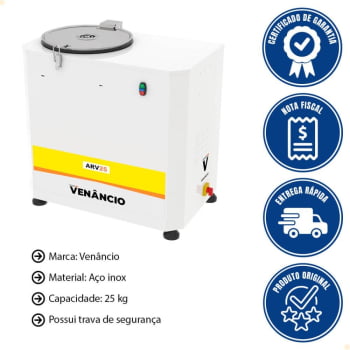 Masseira Rápida Venâncio de 25kg Amassadeira NR12 220V ARSV25NR220