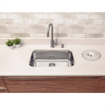 Cuba Tramontina Lavínia 56 BL Prime em Aço Inox Alto Brilho 56x34 cm com Válvula e Sifão 94024202