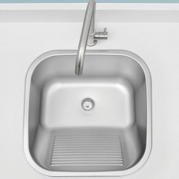 Cuba Tramontina Prime em Aço Inox Acetinado 40X34 cm com Válvula e Tanque Acetinado 40X40 e Sifão 94