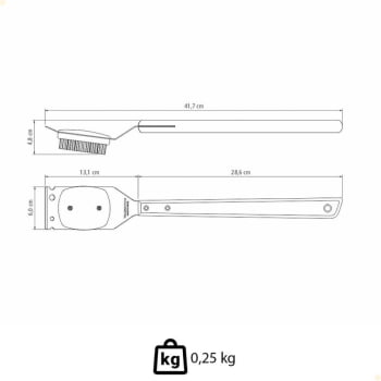 Escova para Grelhas 3 UnidadesTramontina Churrasco com Lâmina em Aço Inox e Cabo de Madeira 41.6 cm 