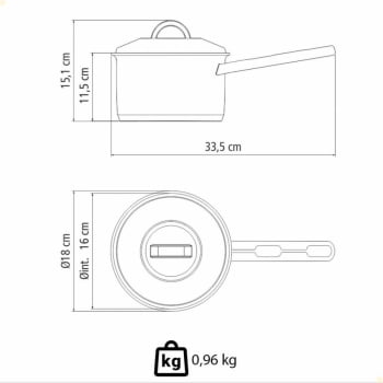 Caldeirão Tramontina Solar em Aço Inox Fundo Triplo com Tampa e Cabo 16 cm 2,2 L 62507160