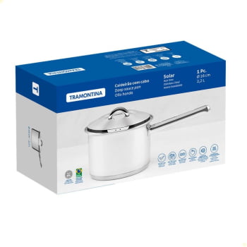 Caldeirão Tramontina Solar em Aço Inox Fundo Triplo com Tampa e Cabo 16 cm 2,2 L 62507160