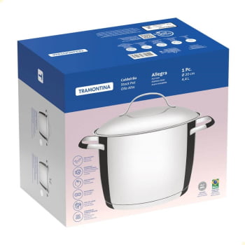 Caldeirão Tramontina Allegra em Aço Inox com Fundo Triplo 20 cm 4,4 L 62655200