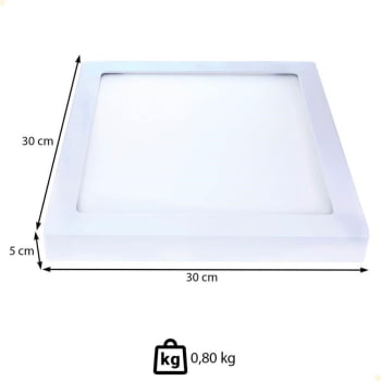 Plafon Painel de Led Avant Alu 24W Amarelo 3000K 1680 Lúmens Quadrado de Sobrepor 30x30cm Bivolt