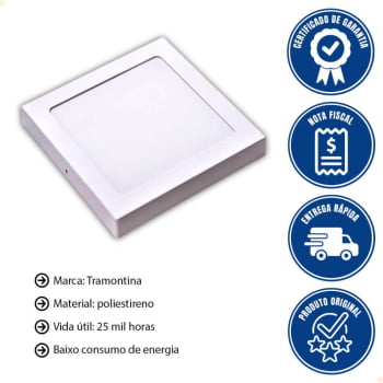 Plafon Painel de Led Avant Pop 24W Branco 6500K 1680 Lúmens Quadrado de Sobrepor 30x30cm Bivolt