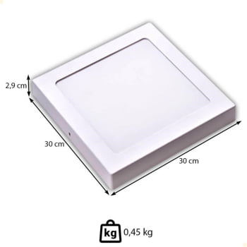 Plafon Painel de Led Avant Pop 24W Branco 6500K 1680 Lúmens Quadrado de Sobrepor 30x30cm Bivolt