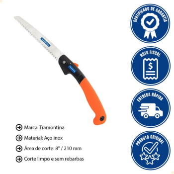 Serrote Poda Profissional Metálico Dobrável 8" / 210mm Tramontina C/Cabo Plástico 78372401