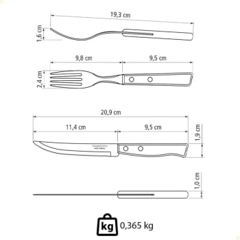 Jogo De Talheres Para Churrasco Tramontina Aço Inox E Cabos De Madeira Natural 12 Peças 22299002