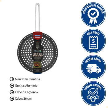 Grelha Wok Furada Tramontina Churrasco em Alumínio Anodizado com Cabo 26 cm 20847026