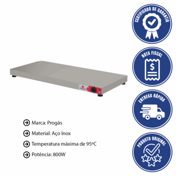 Mesa Aquecida Progás PRMAQ-10 Em Aço Inox 100 cm 127V P44582