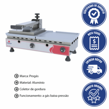 Sanduicheira Grill Progás PRA-700 G a Gás Em Alumínio Com Prensa 70 cm P43535
