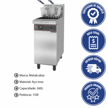 Fritador Industrial Elétrico Metalcubas FAO 2C PRM Água E Óleo 220V Trifásico 30L MTC0051