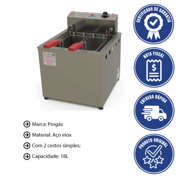 Fritador Industrial Elétrico Progás PR-100 E Style de Mesa Água e Óleo 18L 127V P30394