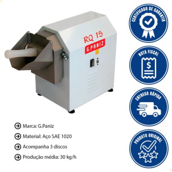 Ralador E Desfiador De Queijo RQ-15 G.Paniz Epóxi 3 Discos 30 Kg/h Bivolt