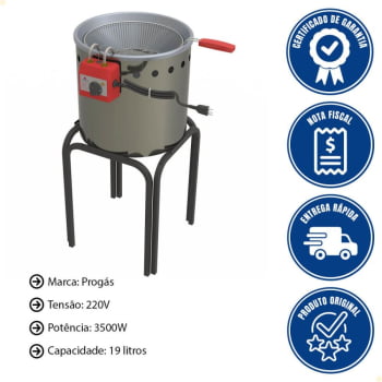 Fritador Água e Óleo Elétrico Progás PR-90 E 19 L Com 2 Cestos Simples 220V P5034