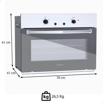 Forno de Embutir Venax á Gás 90L Cristallo GIII GLP 127V Automático 32115