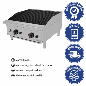 Chapa Char Broiler Progás Profissional PRO-60 CB A Gás Bancada P44600