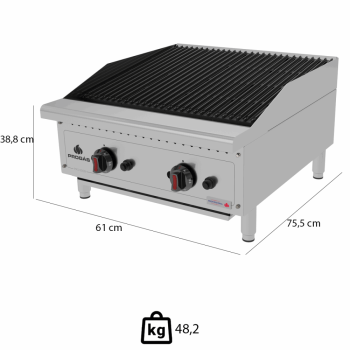 Chapa Char Broiler Progás Profissional PRO-60 CB A Gás Bancada P44600