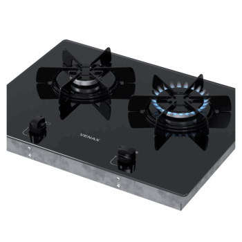Cooktop Venax Linear Arena 2 Bocas Preto de Embutir a Gás Em Vidro Temperado Bivolt P26180
