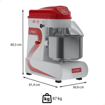 Amassadeira Espiral G.Paniz AE15G2 - 3 velocidades 380V Trifásico 15 Kg