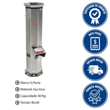 Moinho de Farinha de Pão G.Paniz MFP-80 em Inox 80 Kg Bivolt Monofásico