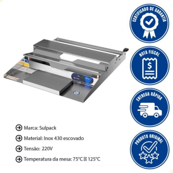 Aplicador de Filme Sulpack AF 500 B Inox 220V Com Barra de Corte