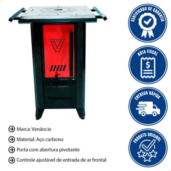 Fogão a Lenha Venâncio 1991 N00 Edição Comemorativa na Cor Vermelha Sem Tampa 27841