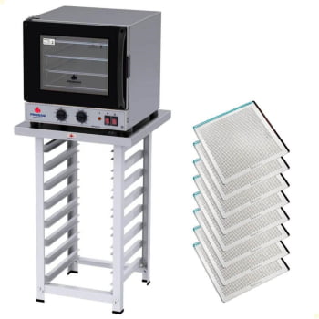 Kit Forno Elétrico Progás Turbo Fast Oven 220V Com Mesa PRP-004 G2 E 8 Bandejas Imeca